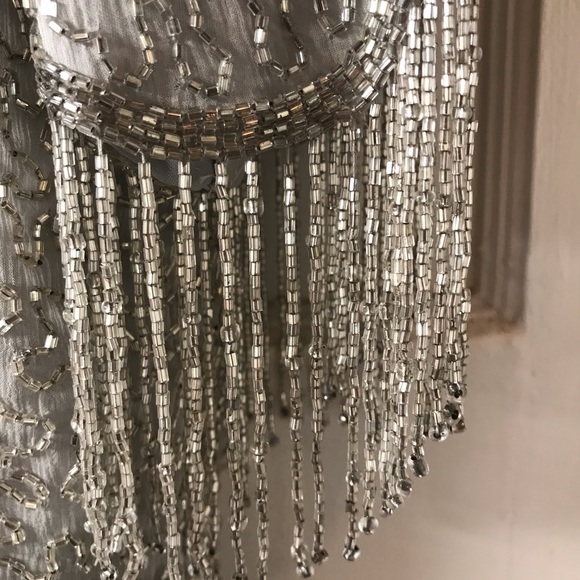 Beaded silver top and skirt with fringe - Picture 7 of 10